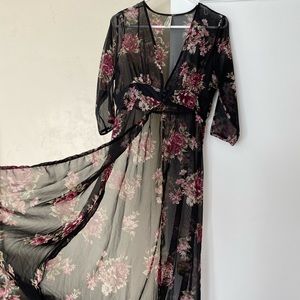 Sheer floor-length duster dress